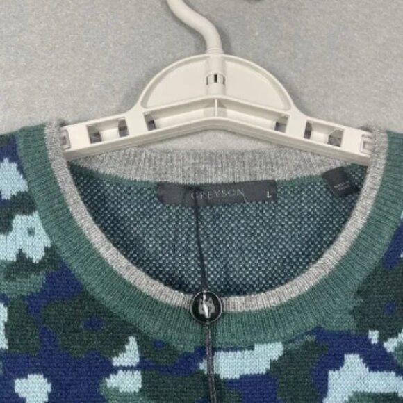Greyson Sweater Mens Large Green Floral Camo Abyss Tomahawk Wool Cashmere Golf - Picture 2 of 6